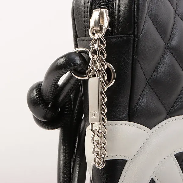Chanel Around 2003 Made Cambon Shoulder Bag Black/White