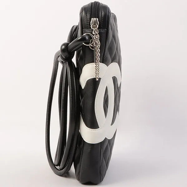 Chanel Around 2003 Made Cambon Shoulder Bag Black/White