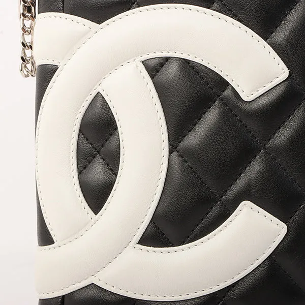 Chanel Around 2003 Made Cambon Shoulder Bag Black/White