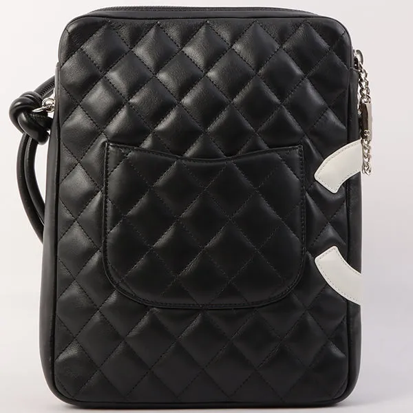 Chanel Around 2003 Made Cambon Shoulder Bag Black/White
