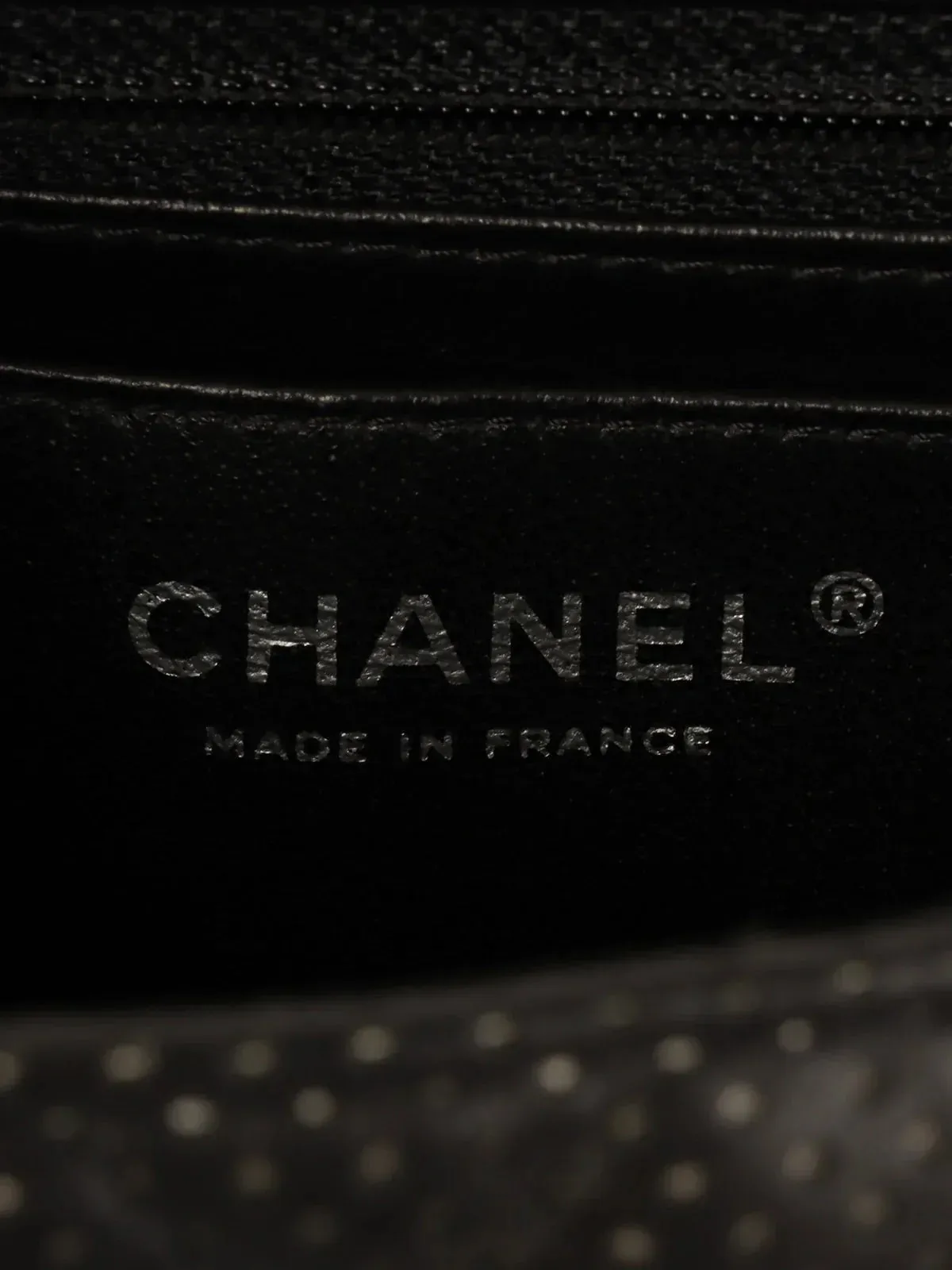 CHANEL Around 2007 Punching Leather Turn-Lock Chain Shoulder Bag Black