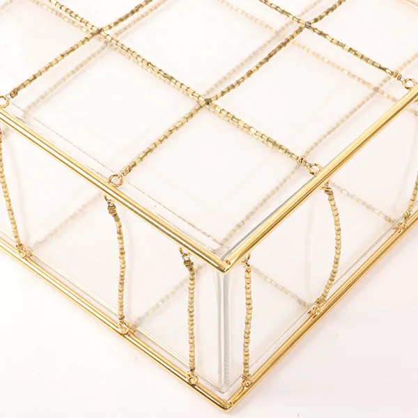 CHANEL Beads Chocolate Bar Logo Charm Chain Shoulder Bag Clear