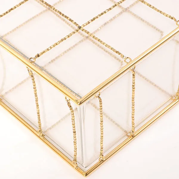CHANEL Beads Chocolate Bar Logo Charm Chain Shoulder Bag Clear