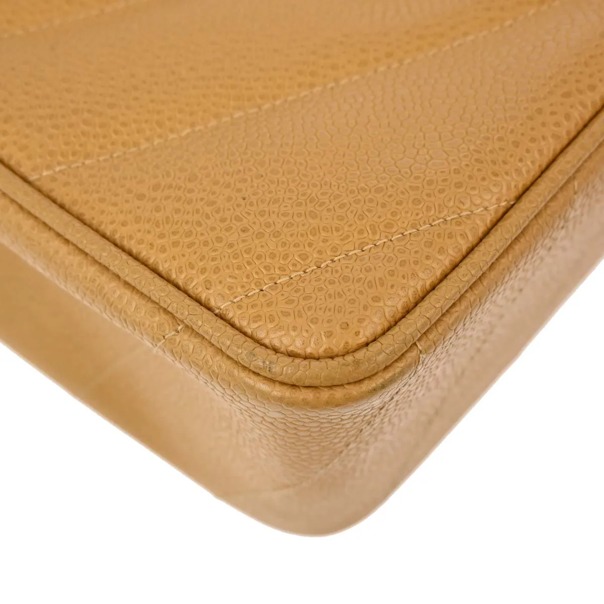 Chanel Beige Caviar Chevron Chain Shoulder Bag