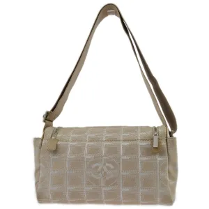 Chanel Beige Jacquard Nylon Travel Line Shoulder Bag