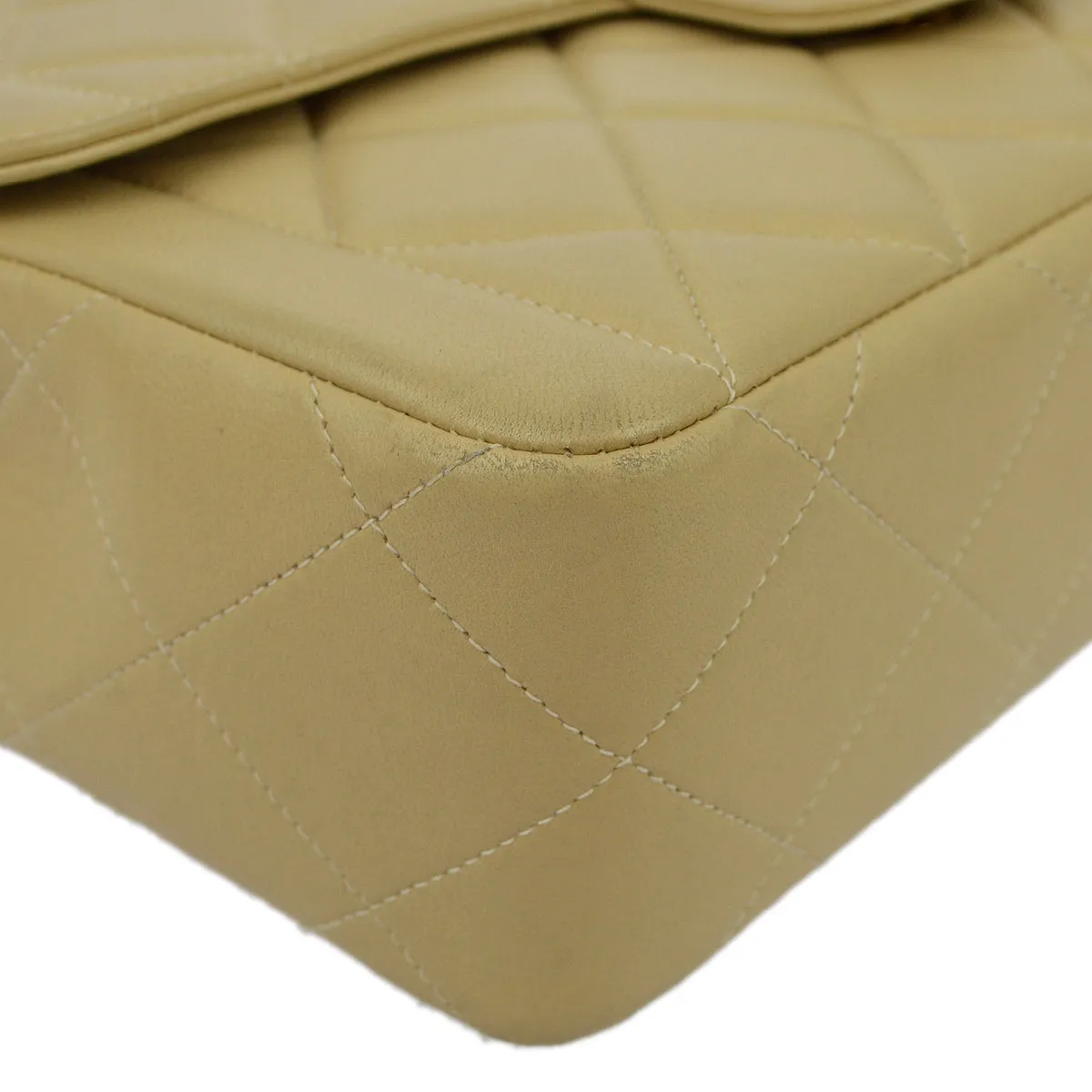 Chanel Beige Lambskin Single Flap Shoulder Bag