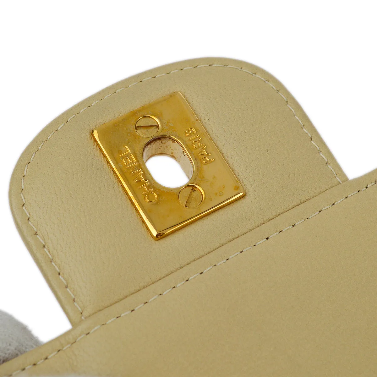 Chanel Beige Lambskin Single Flap Shoulder Bag