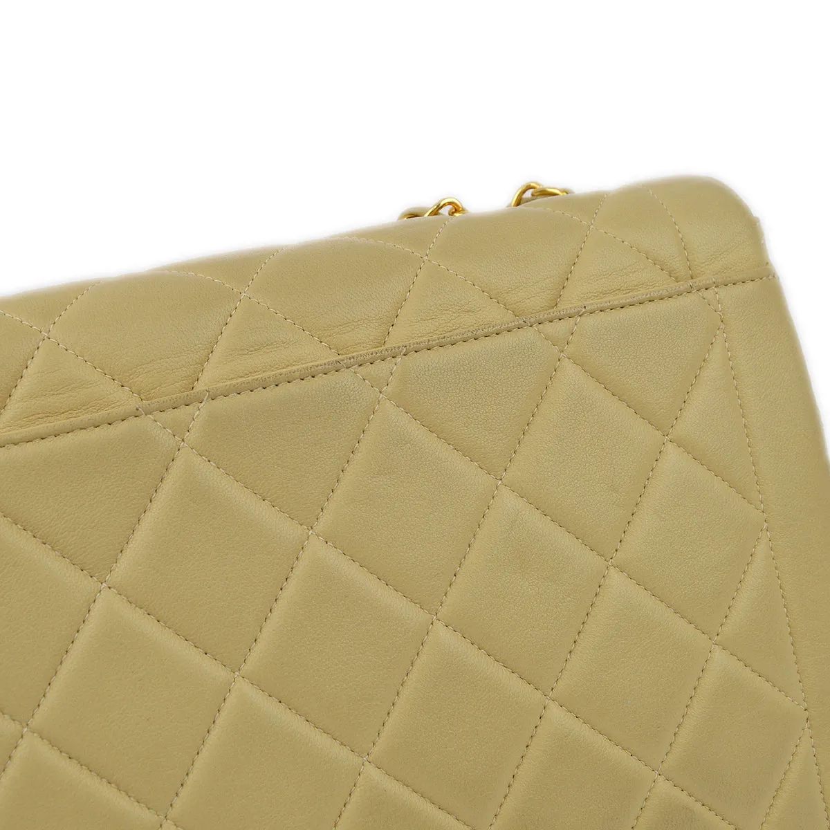 Chanel Beige Lambskin Single Flap Shoulder Bag