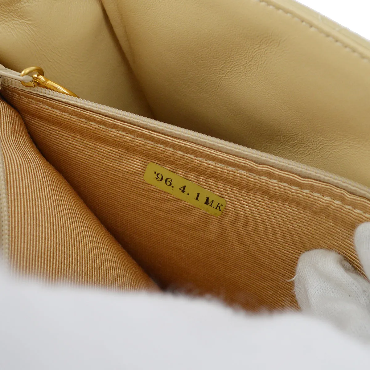 Chanel Beige Lambskin Single Flap Shoulder Bag
