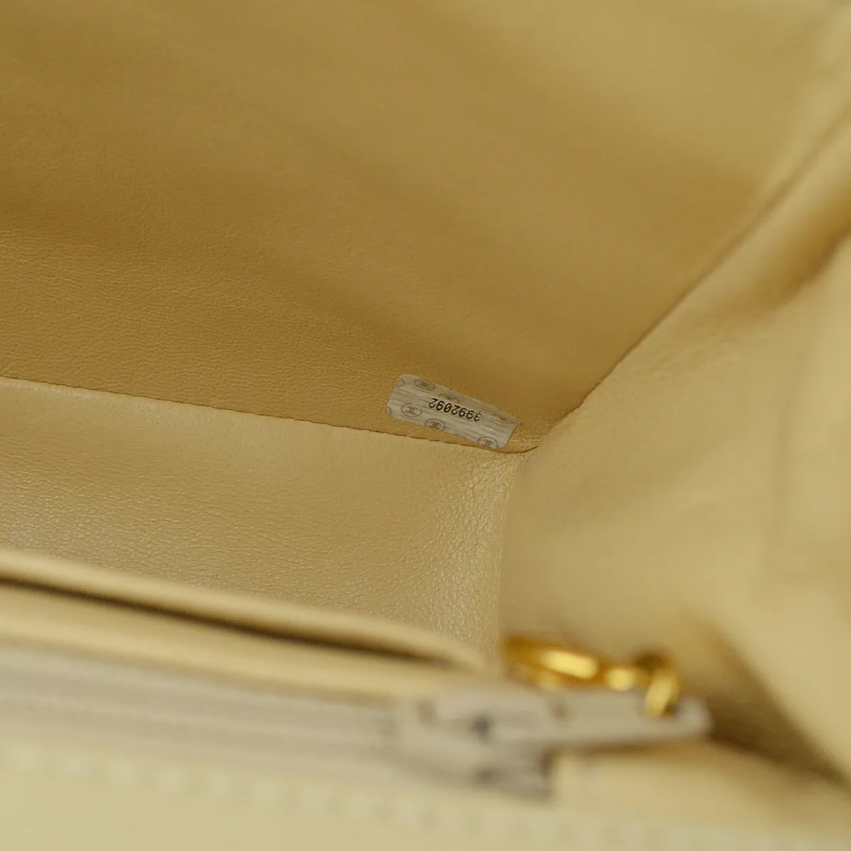 Chanel Beige Lambskin Single Flap Shoulder Bag
