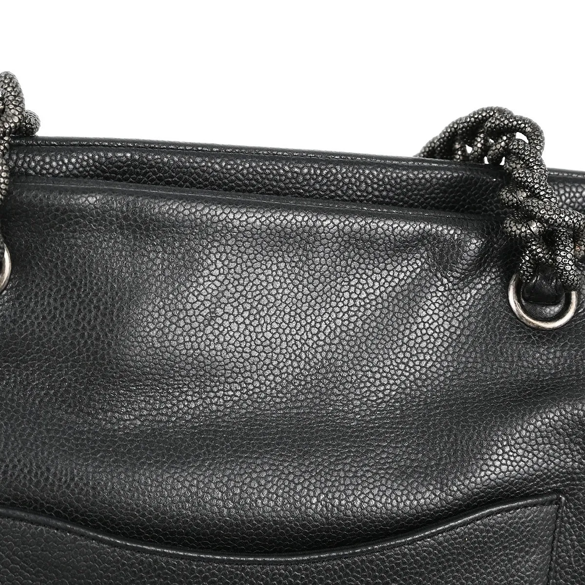 Chanel Black Caviar Chain Shoulder Tote Bag