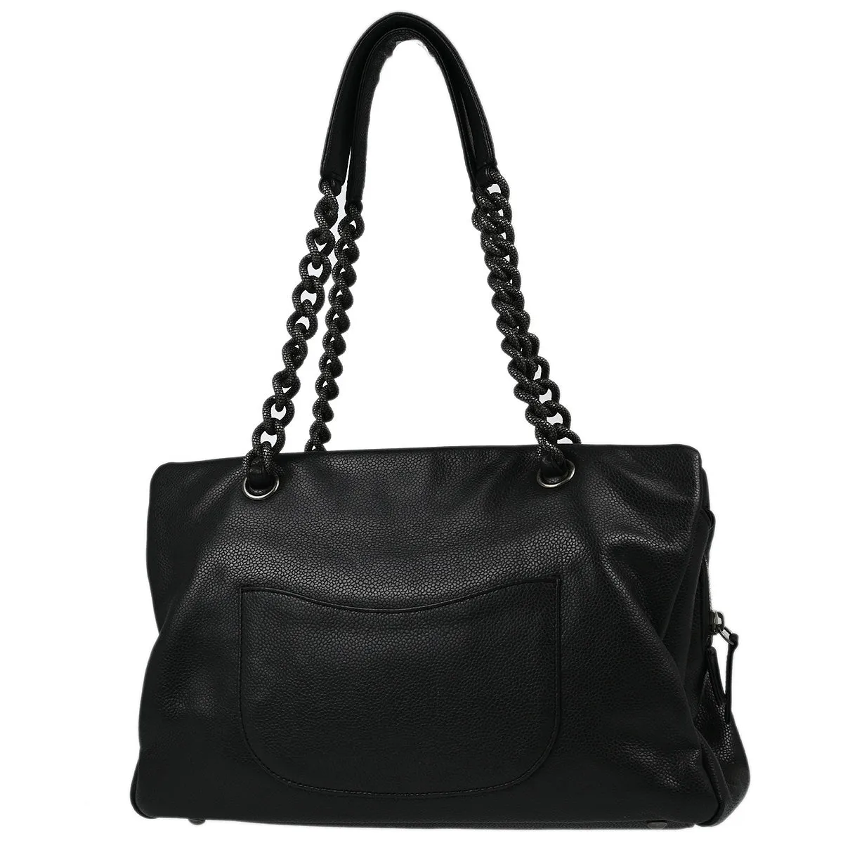 Chanel Black Caviar Chain Shoulder Tote Bag