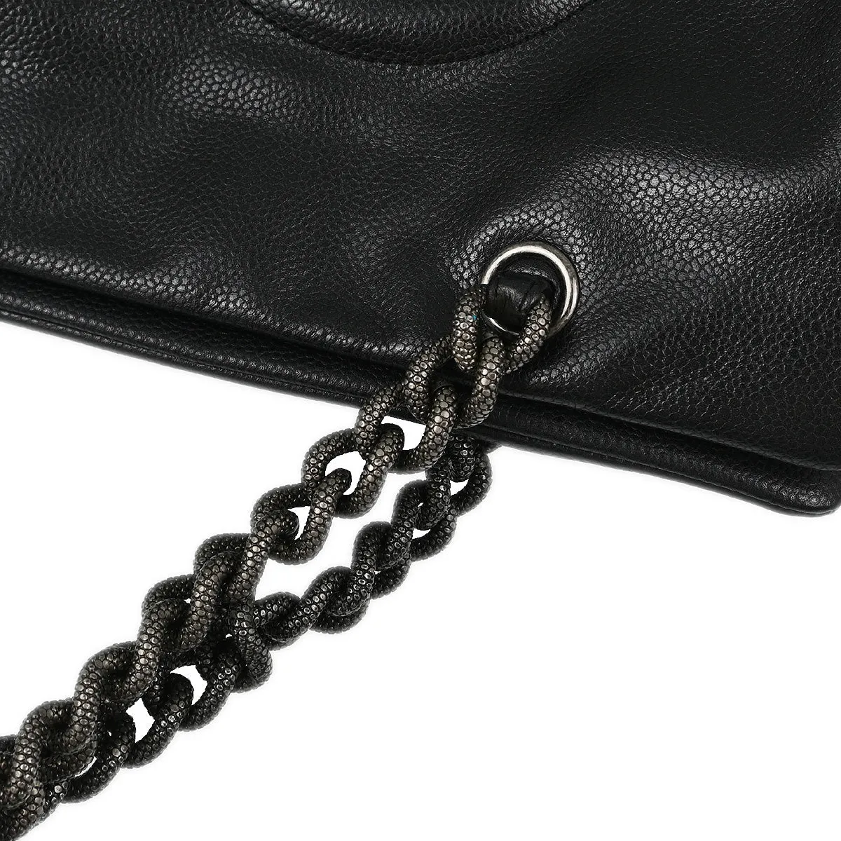 Chanel Black Caviar Chain Shoulder Tote Bag