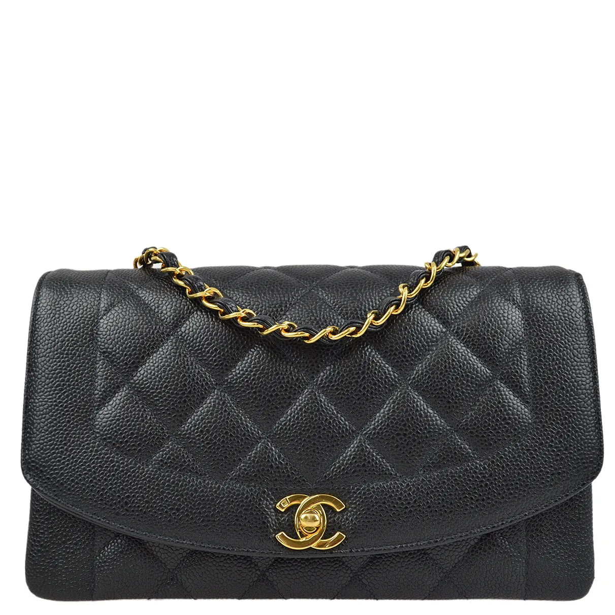 Chanel Black Caviar Medium Diana Shoulder Bag