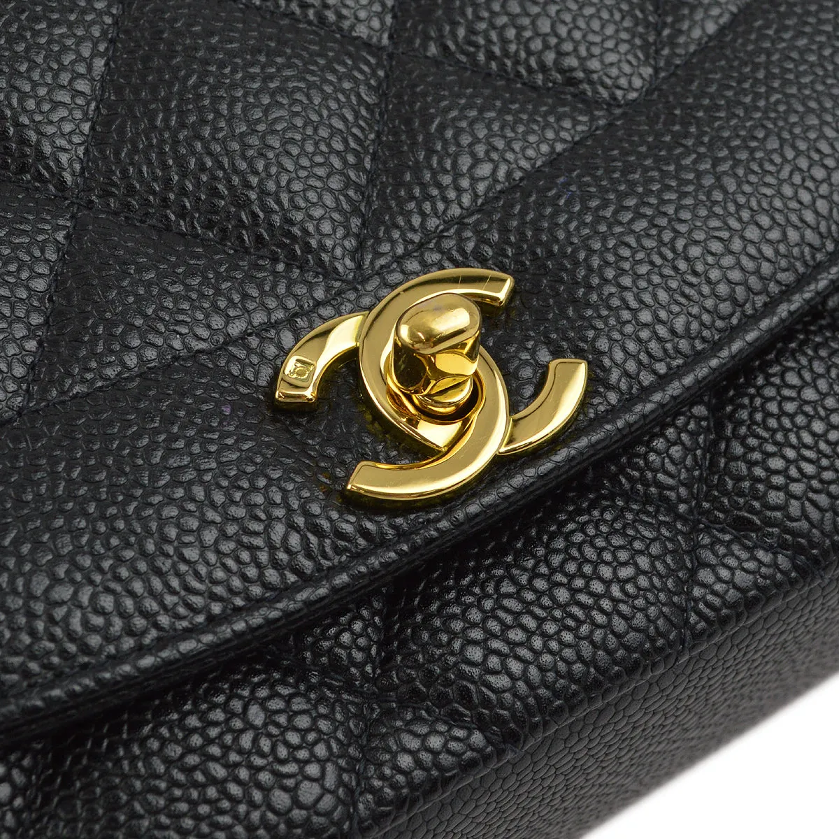 Chanel Black Caviar Medium Diana Shoulder Bag
