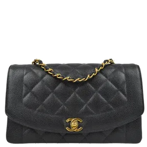 Chanel Black Caviar Medium Diana Shoulder Bag
