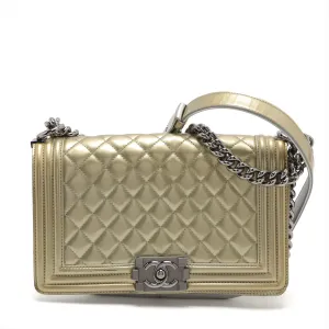 Chanel Boy Chanel 25 Patent Leather Chain Shoulder Bag G x Silver Silver  17 A67086