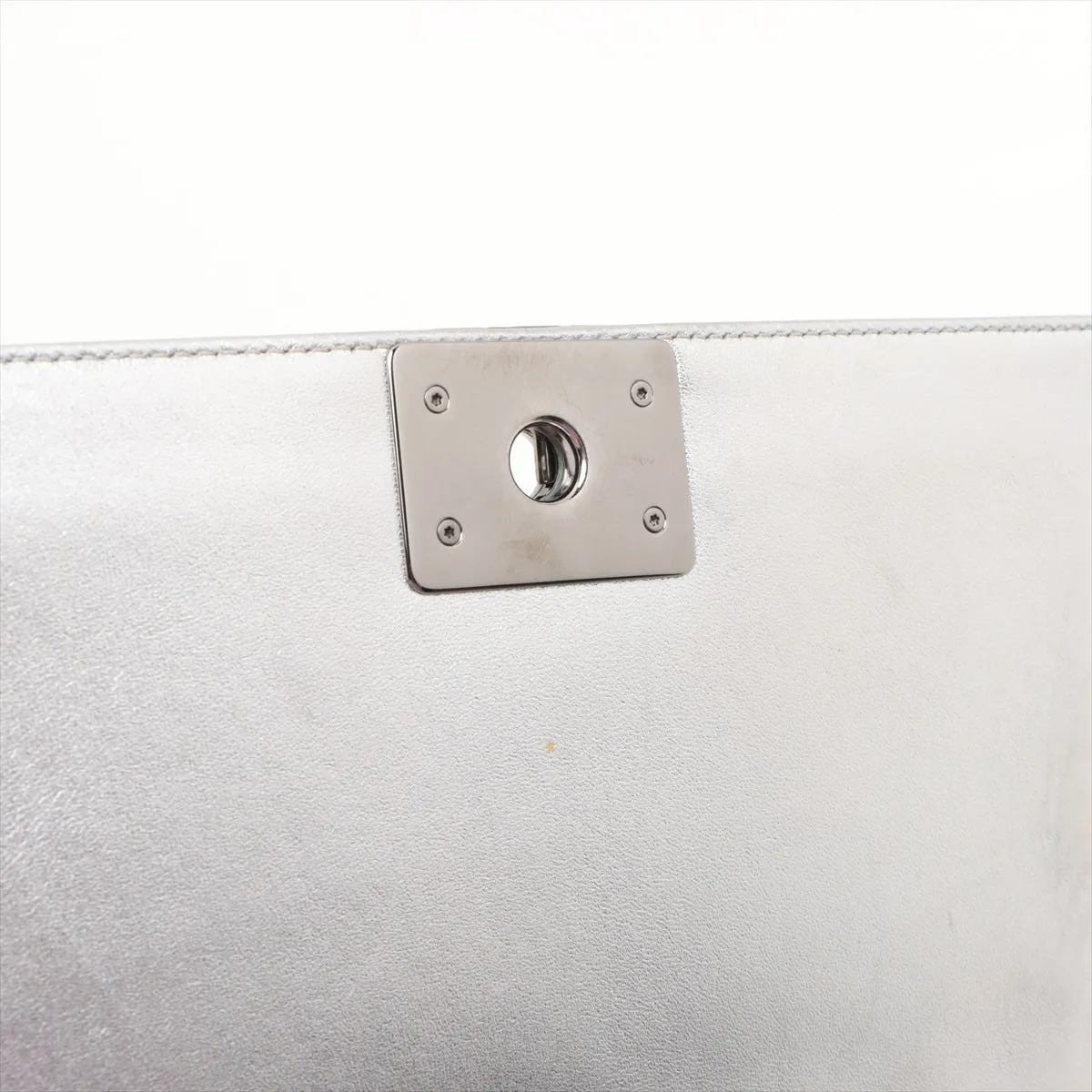 Chanel Boy Chanel 25 Patent Leather Chain Shoulder Bag G x Silver Silver  17 A67086