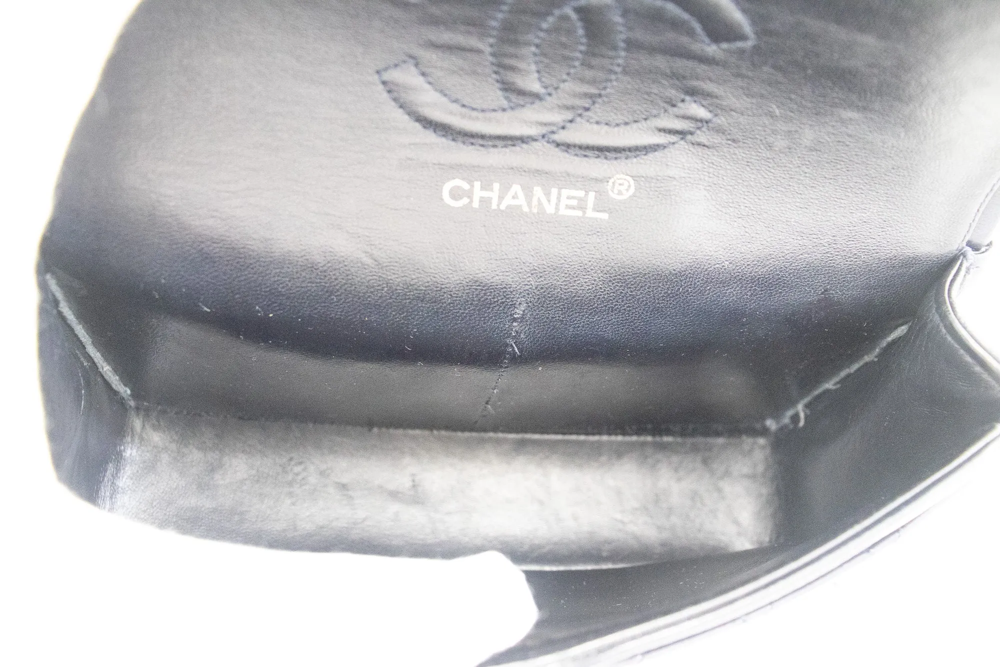 CHANEL Classic Double Flap 9" Chain Shoulder Bag Navy Lambskin g71