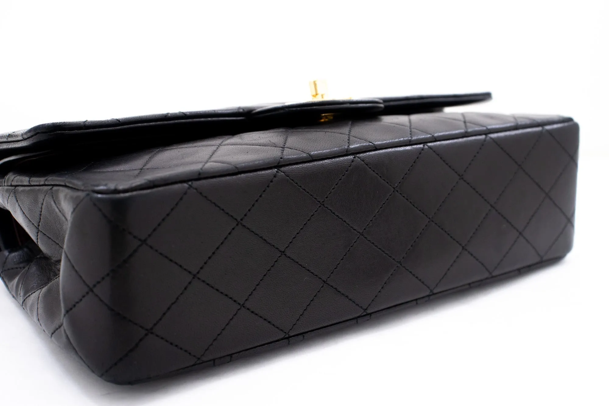 CHANEL Classic Double Flap Medium Chain Shoulder Bag Black Lamb k70