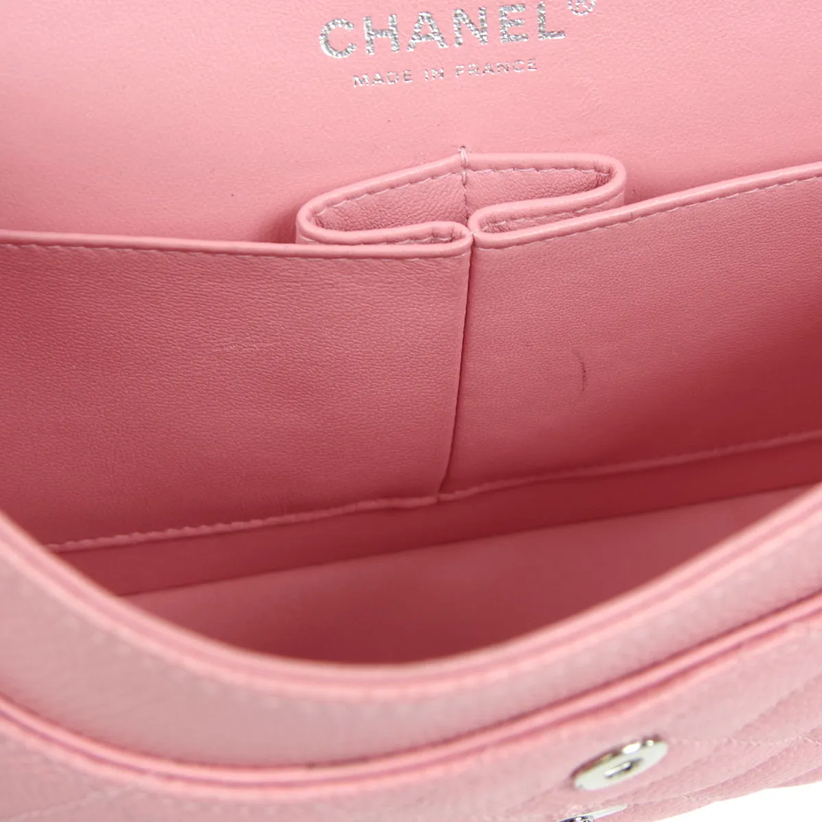 CHANEL * Classic Double Flap Medium Shoulder Bag Pink Caviar