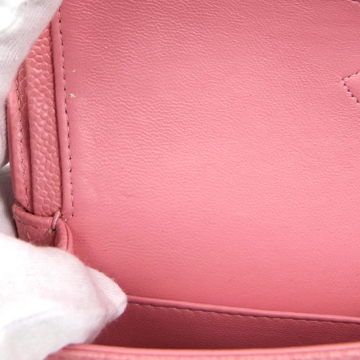 CHANEL * Classic Double Flap Medium Shoulder Bag Pink Caviar