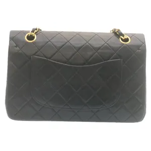 CHANEL Classic Matelasse 25 Chain Flap Shoulder Bag Lamb Skin Black Auth 27848A