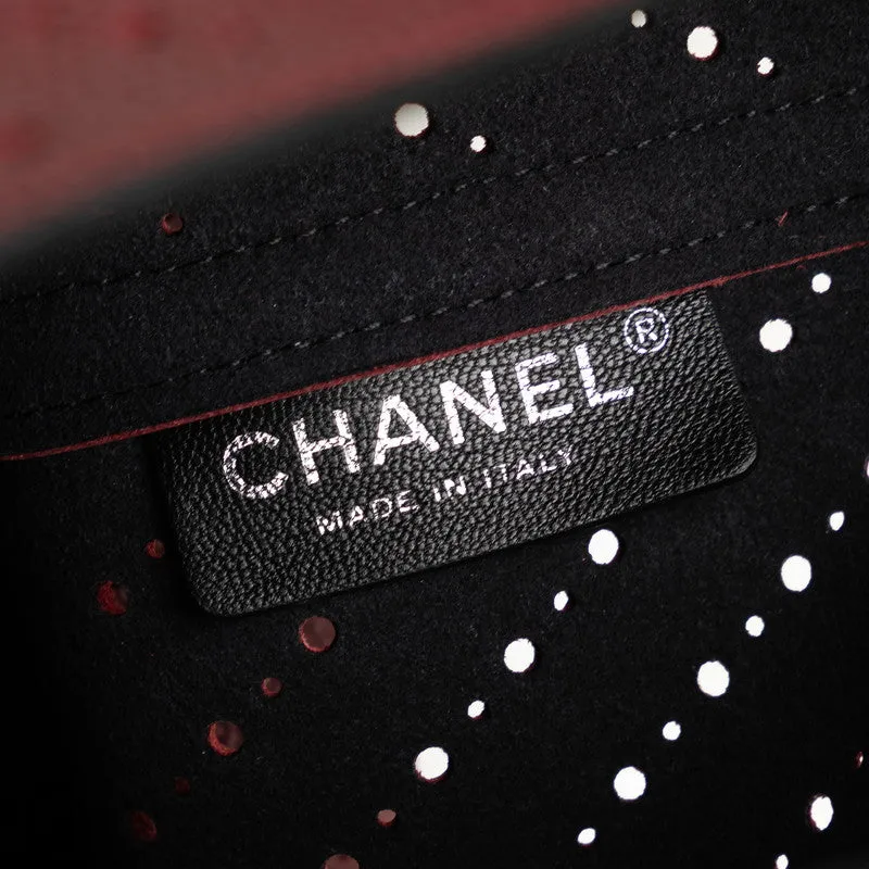 Chanel Cocomark V  Chain Shoulder Bag Wine Red Leather Lady Chanel