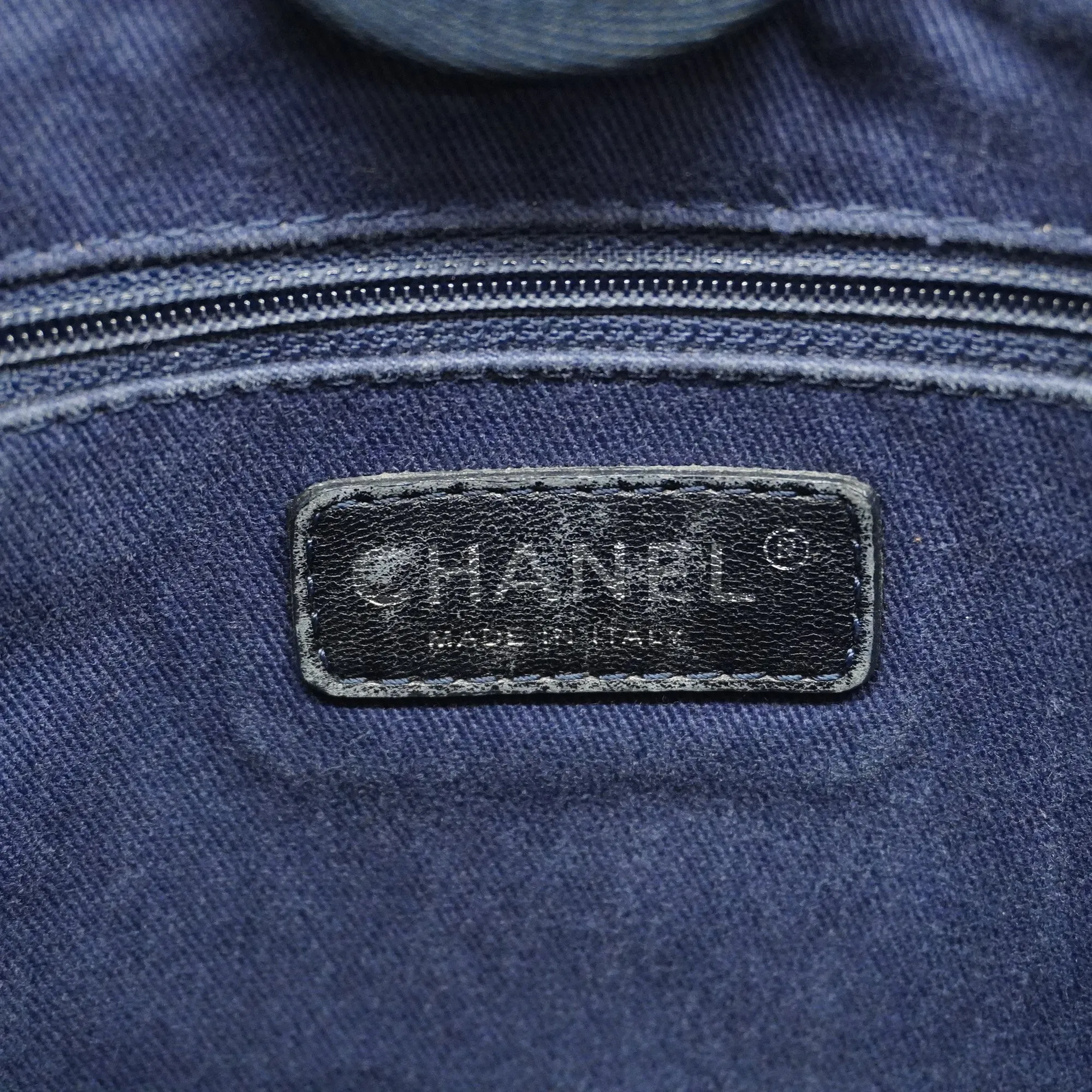 CHANEL   Deauville Shoulder Bag Women's Canvas,Leather Shoulder Bag Navy