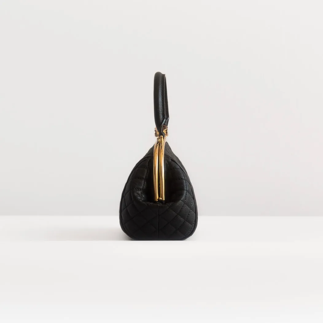 CHANEL - LOCK BAG PARIS ROME COLOSSEUM BLACK CALFSKIN ANTIQUE GOLD