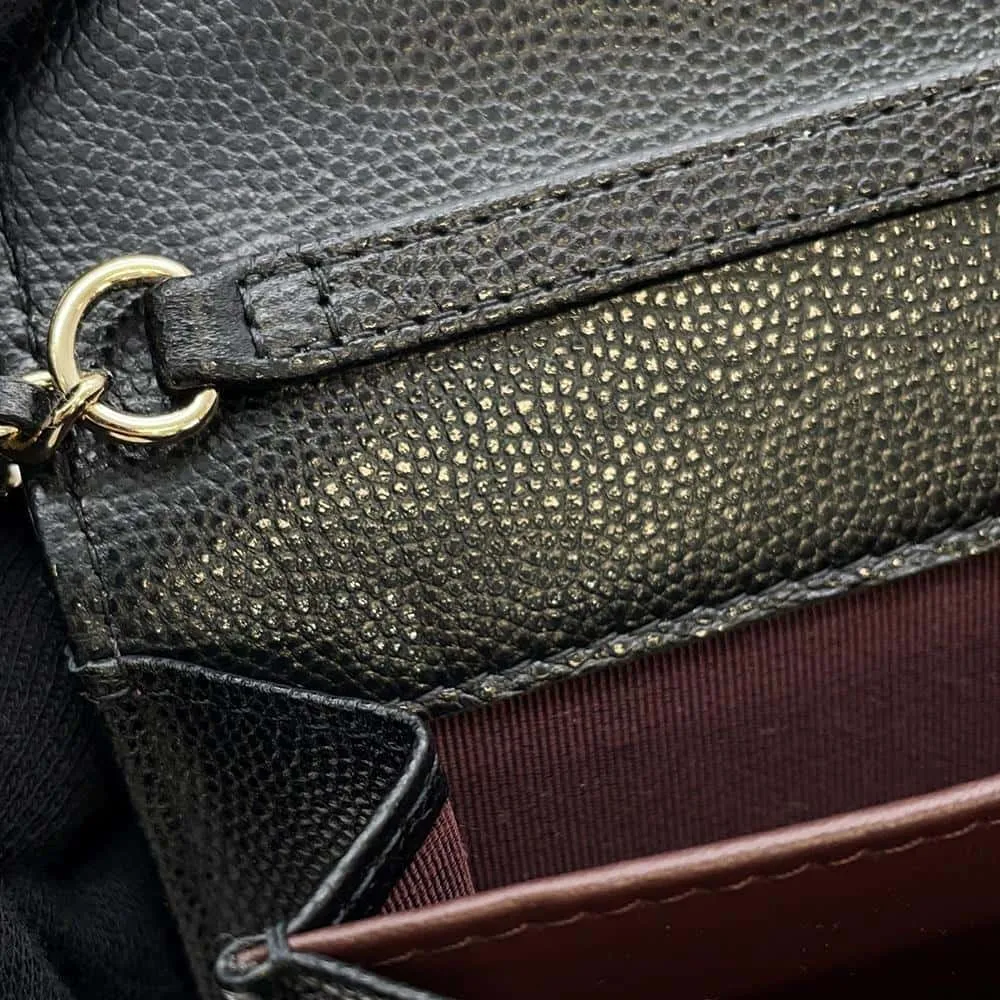 CHANEL Matelasse ChainShoulder Card Case Black AP0238 Caviar Leather