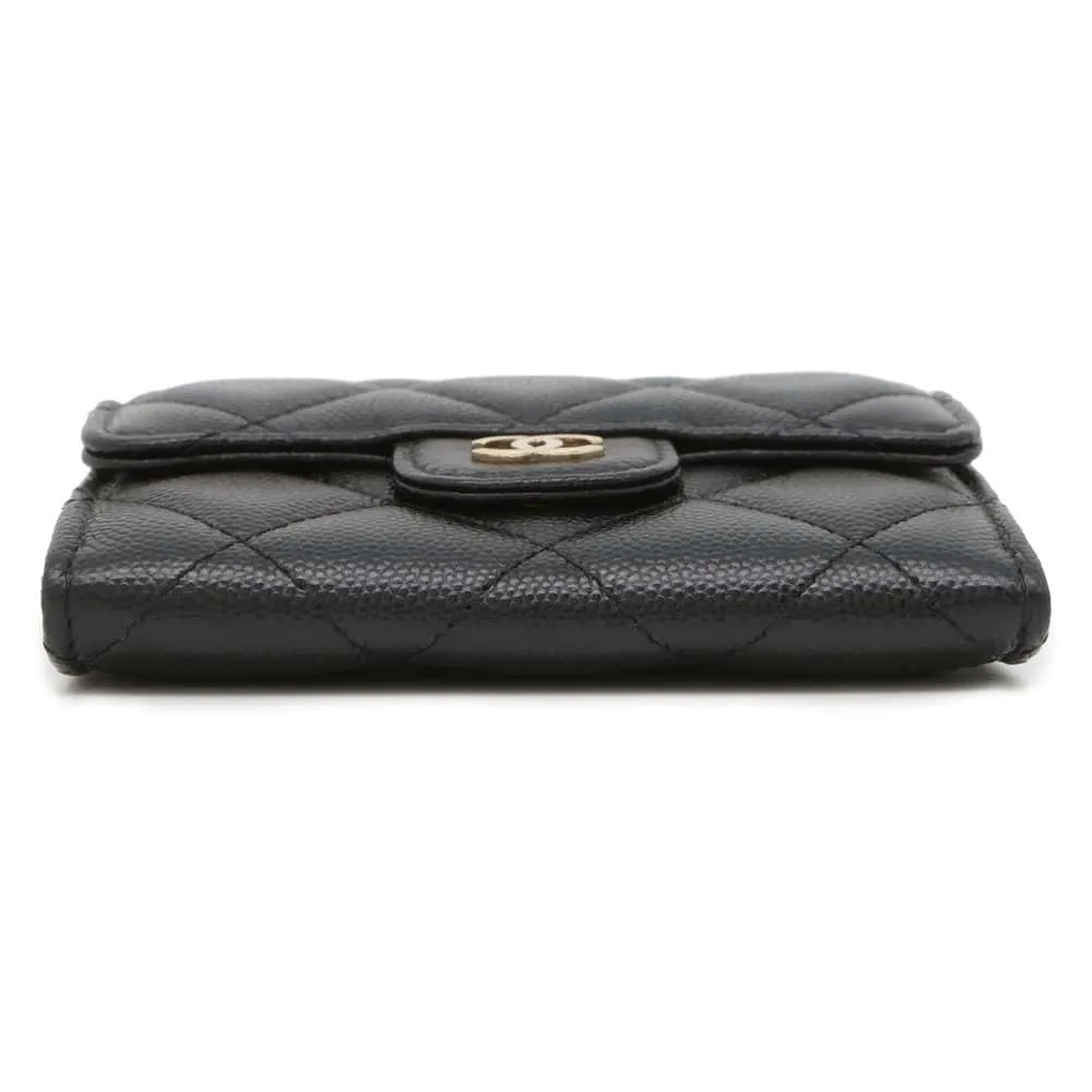 CHANEL Matelasse ChainShoulder Card Case Black AP0238 Caviar Leather