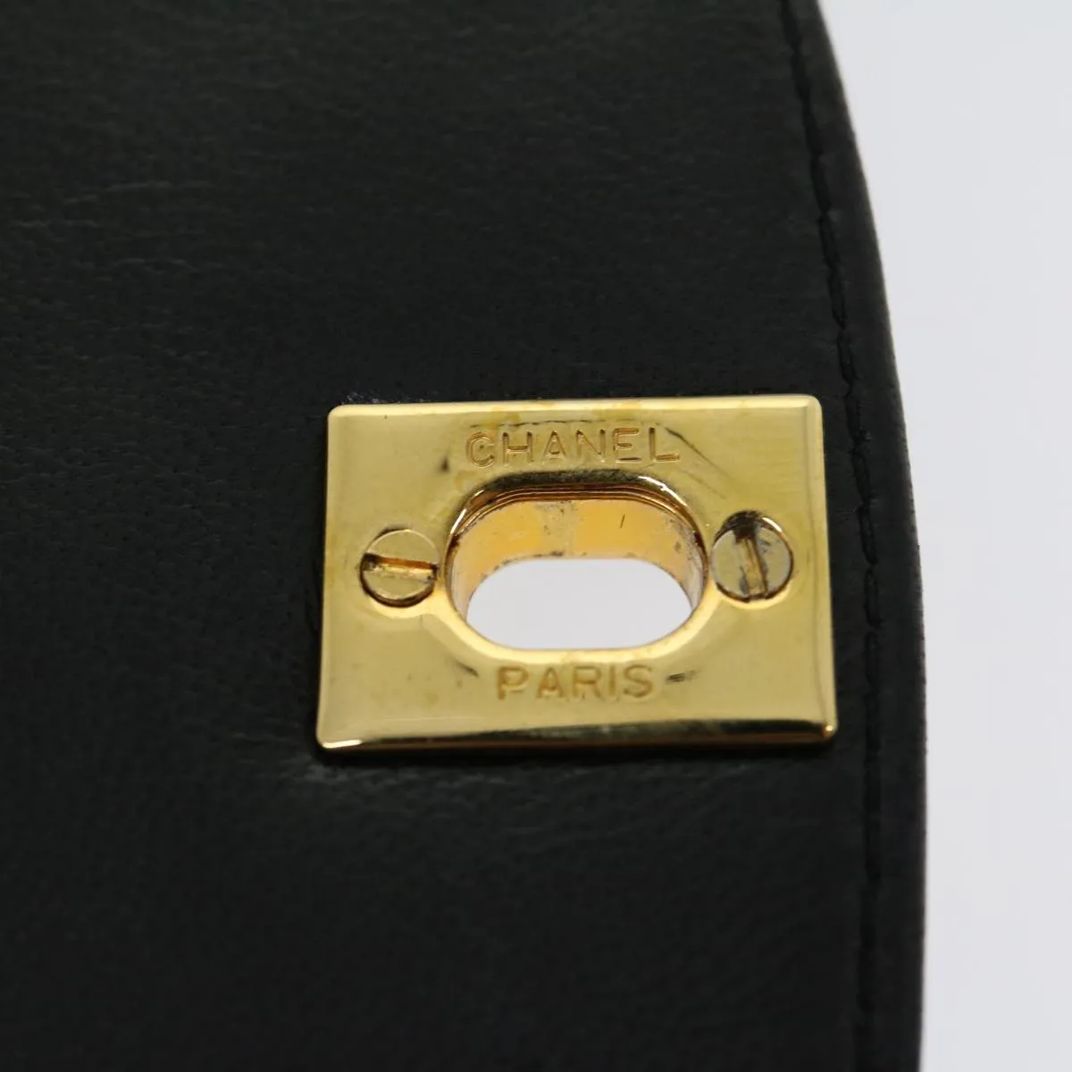 CHANEL Matelasse Diana Turn Lock Chain Shoulder Bag Lamb Skin Black Auth ar7368A