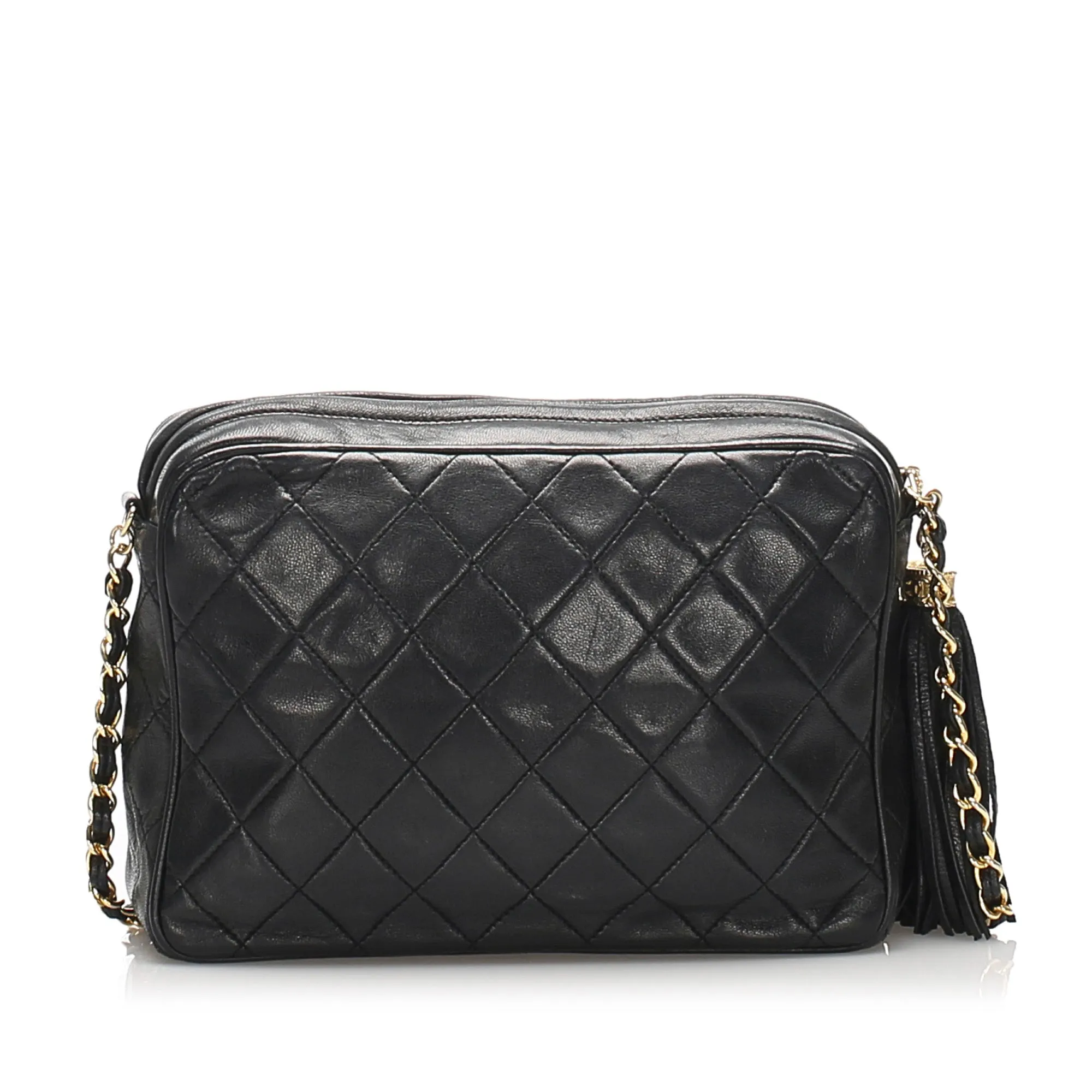 Chanel Matelasse Lambskin Chain Shoulder Bag Black