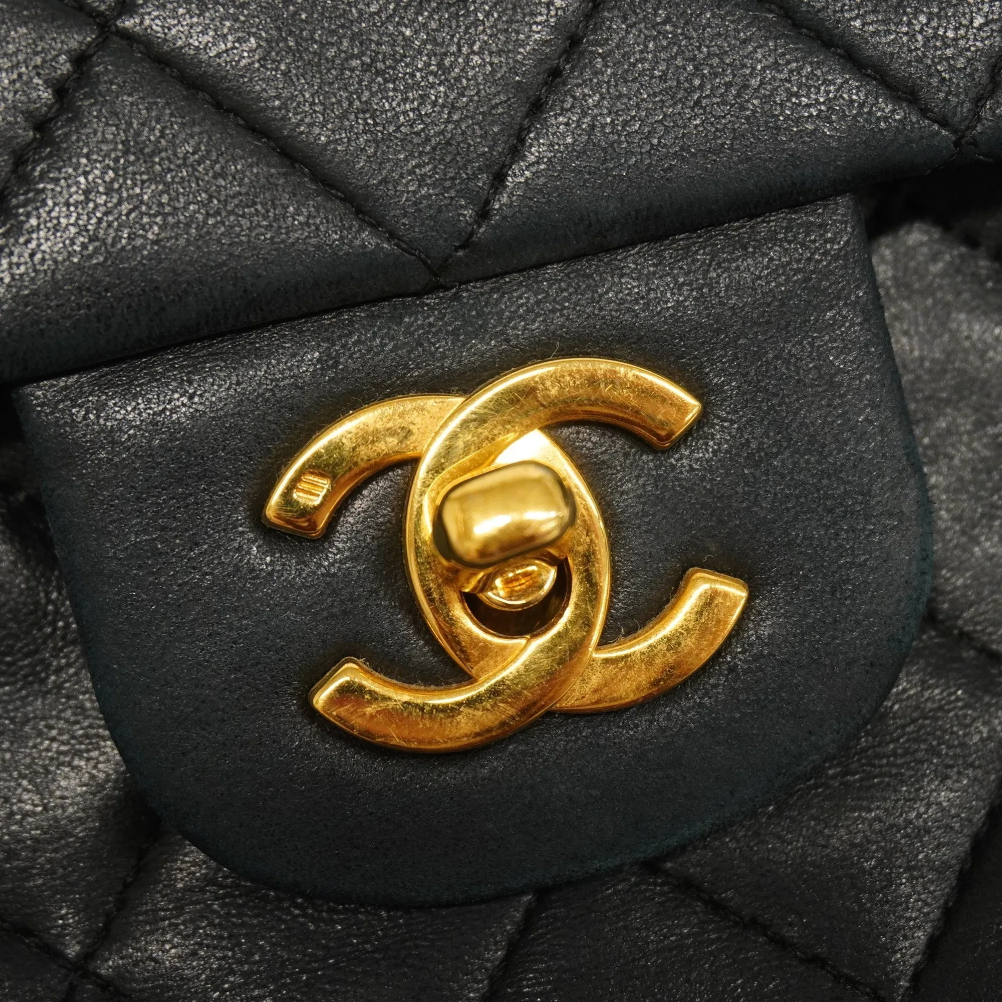 CHANEL Matelasse W Flap W Chain Lambskin Women's Leather Shoulder Bag Black