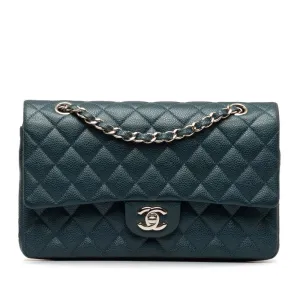 Chanel Mattrase 25 Coco Double Flap Chain Shoulder Bag Blue Silver Caviar S  CHANEL
