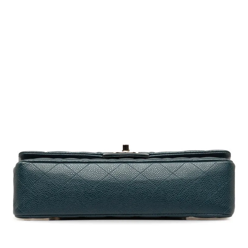 Chanel Mattrase 25 Coco Double Flap Chain Shoulder Bag Blue Silver Caviar S  CHANEL