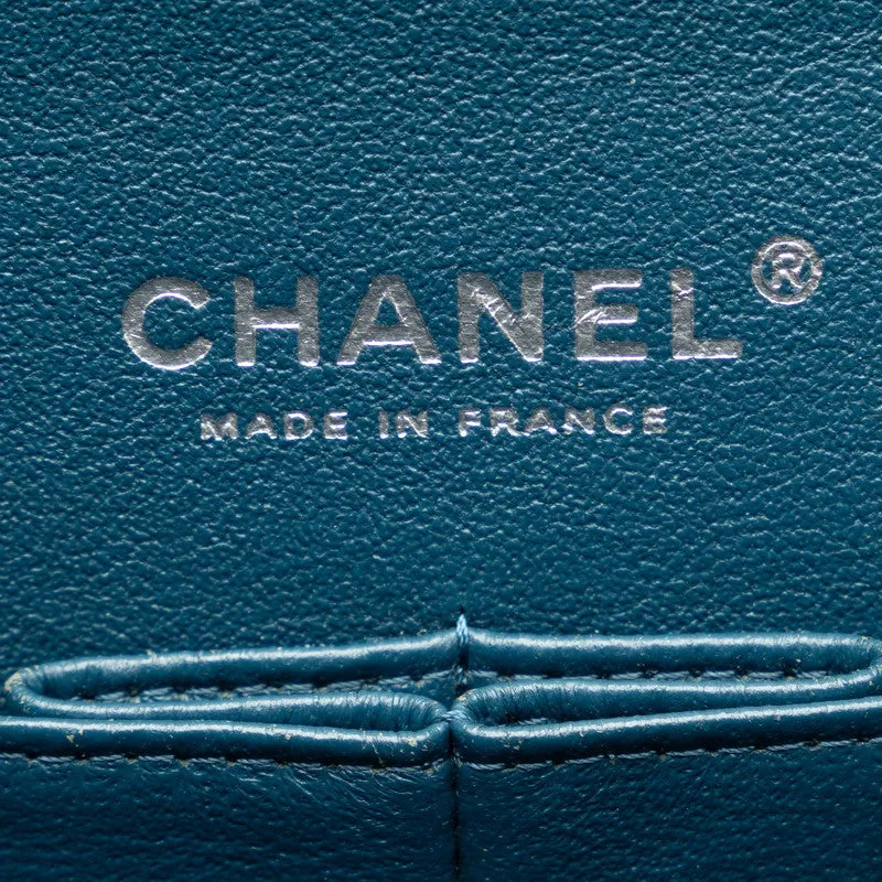 Chanel Mattrase 25 Coco Double Flap Chain Shoulder Bag Blue Silver Caviar S  CHANEL