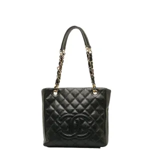 Chanel Mattress PT Tott Cocomark Chain Shoulder Bag Black Gold  Caviar S  CHANEL