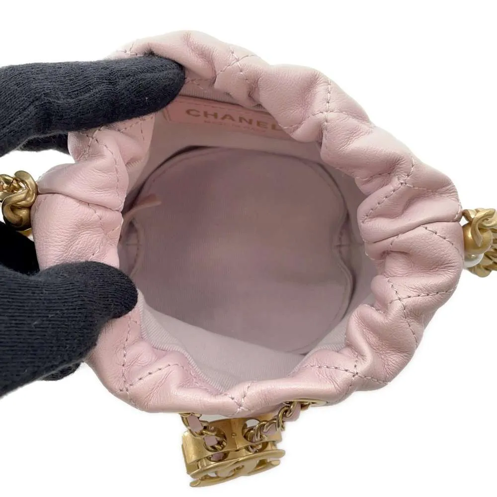CHANEL Pearl ChainShoulder Bag Pink AS2529 Leather