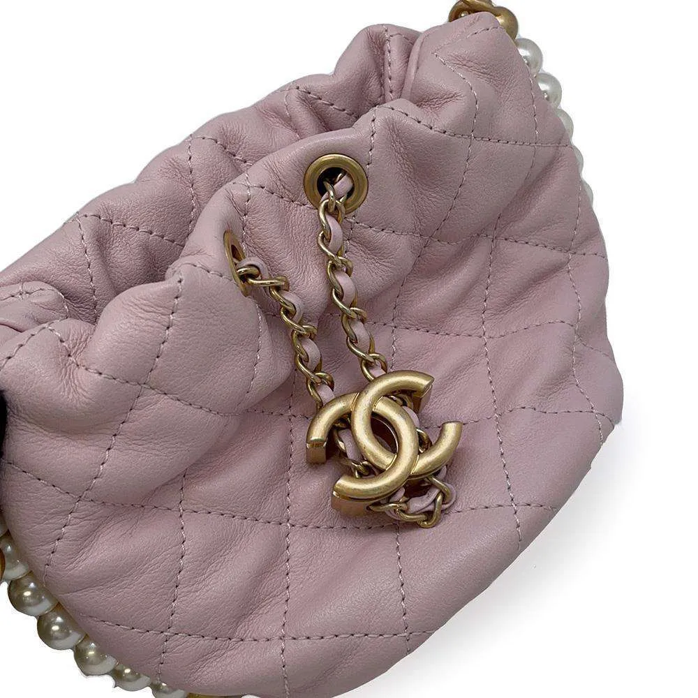 CHANEL Pearl ChainShoulder Bag Pink AS2529 Leather