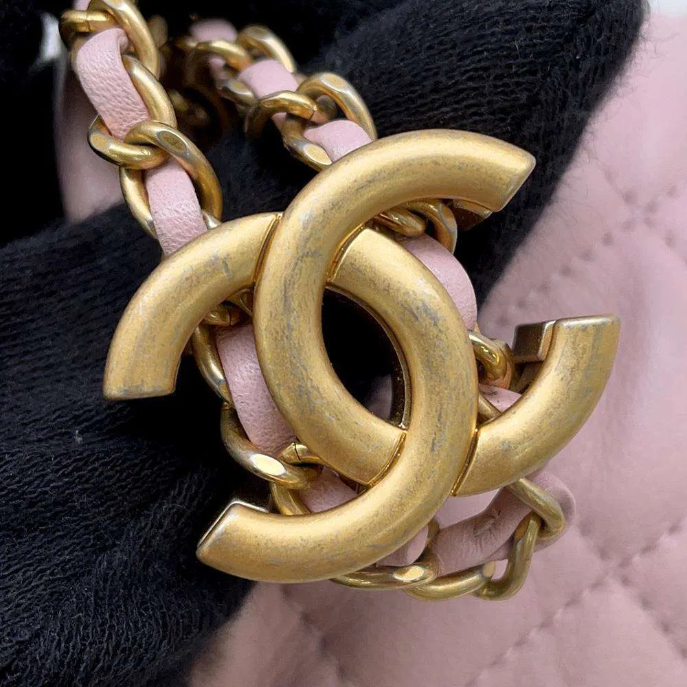 CHANEL Pearl ChainShoulder Bag Pink AS2529 Leather