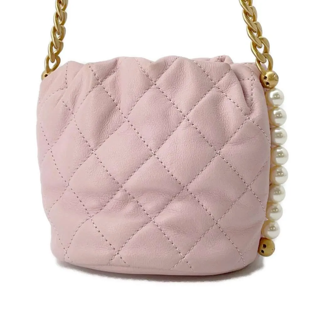 CHANEL Pearl ChainShoulder Bag Pink AS2529 Leather