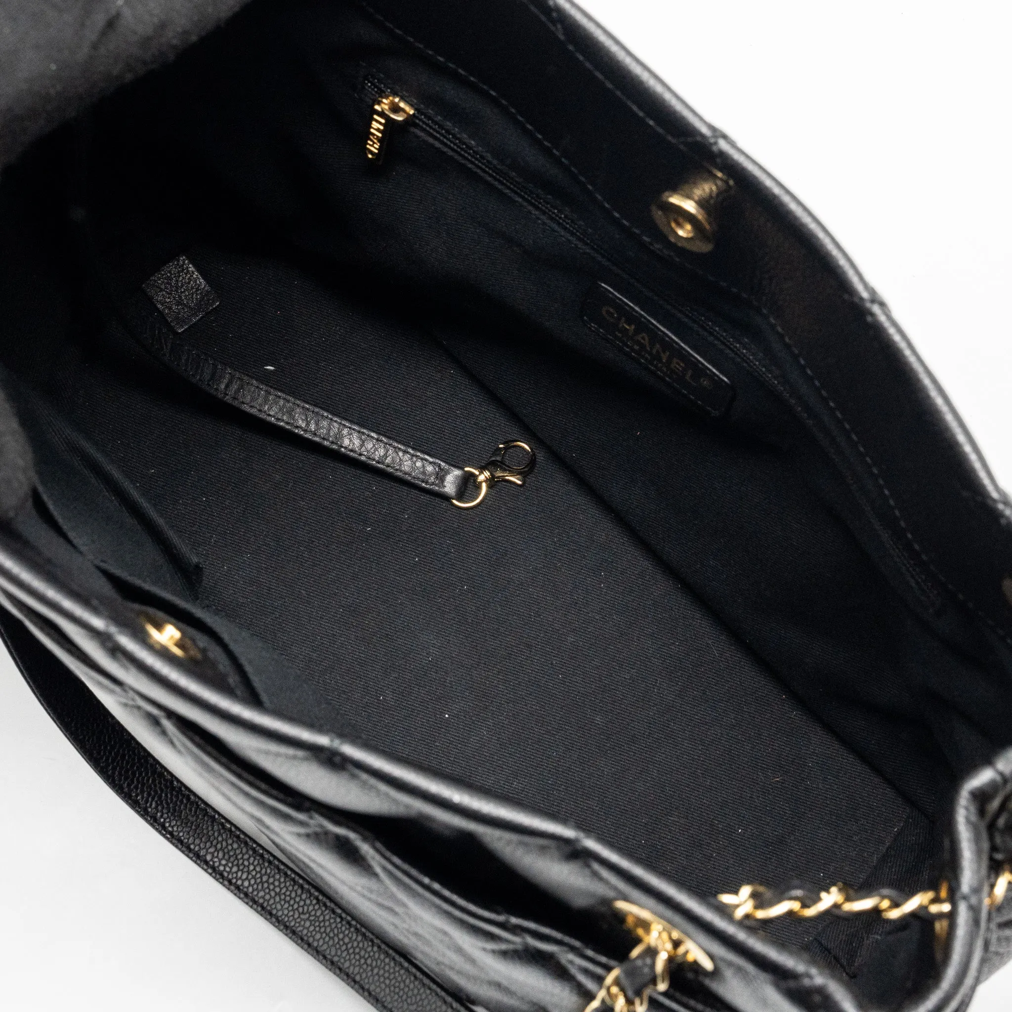 Chanel quilted shoulder shopping tote bag caviar black GHW