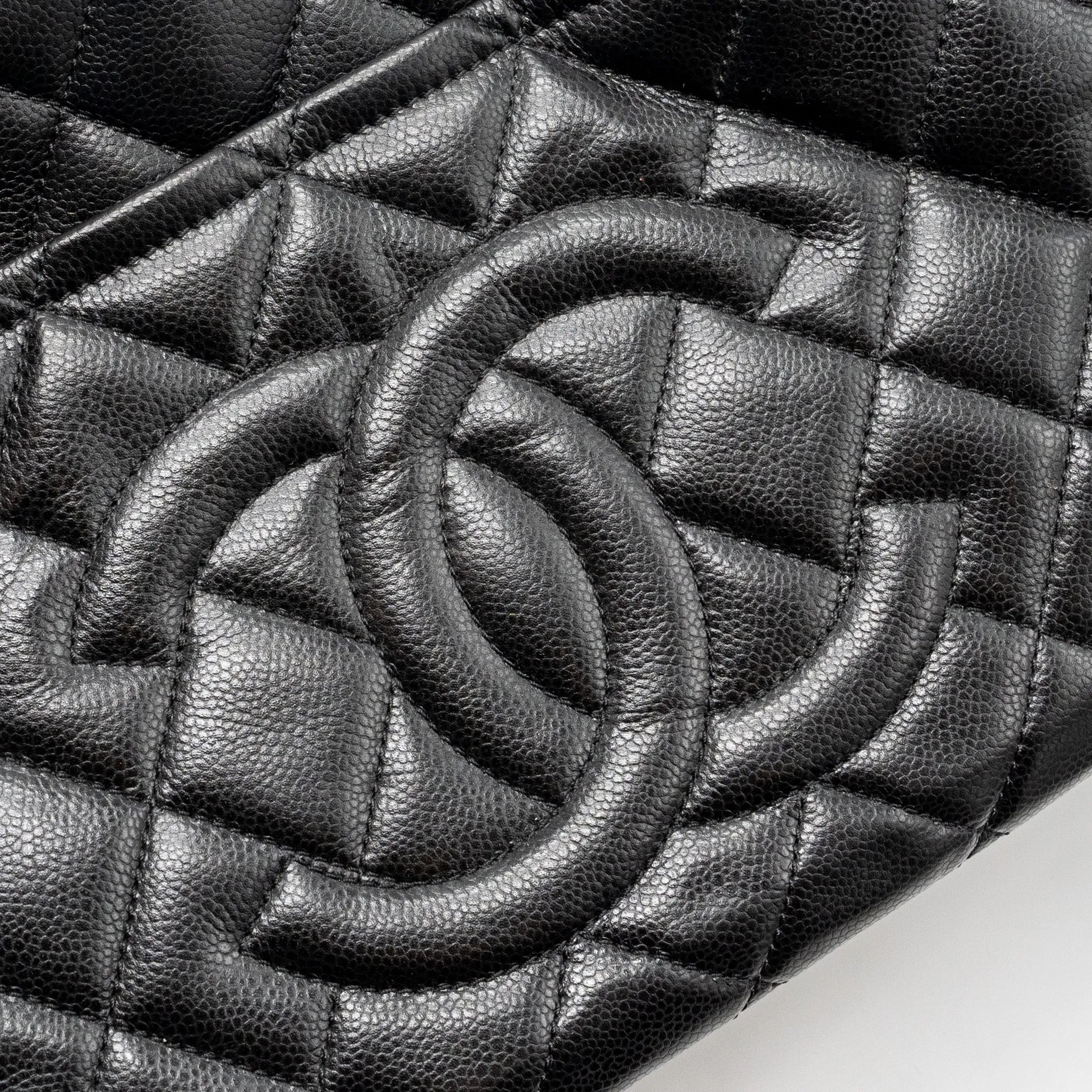 Chanel quilted shoulder shopping tote bag caviar black GHW