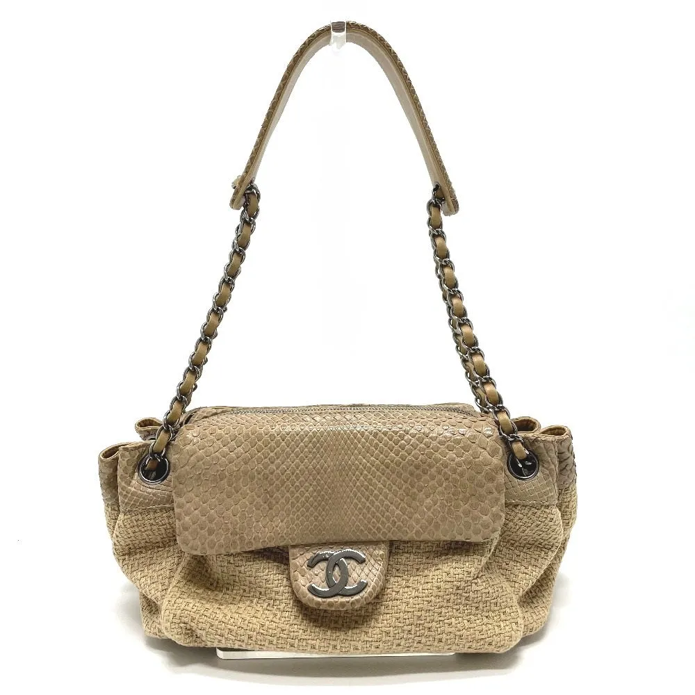 CHANEL Shoulder Bag A31490 canvas beige CC COCO Mark Chain Women Used