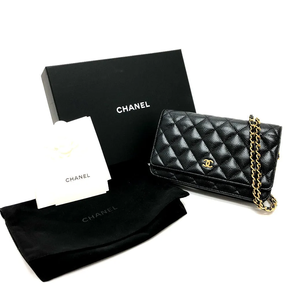 CHANEL Shoulder Bag AP0250 Caviar skin black COCO Mark Classic Long Wallet Purse Matrasse Chain wallet