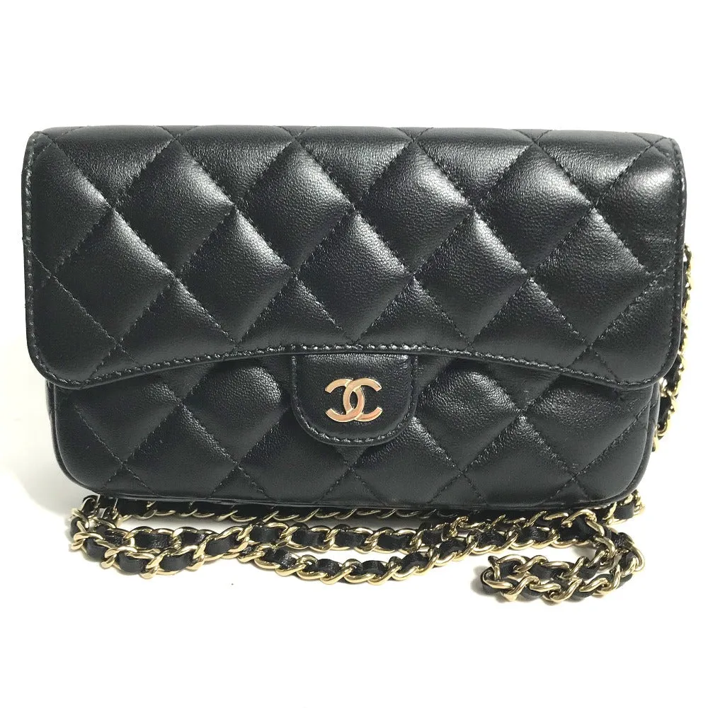 CHANEL Shoulder Bag AP2096 lambskin black COCO Mark Phone Case Wallet CC Matrasse Chain wallet