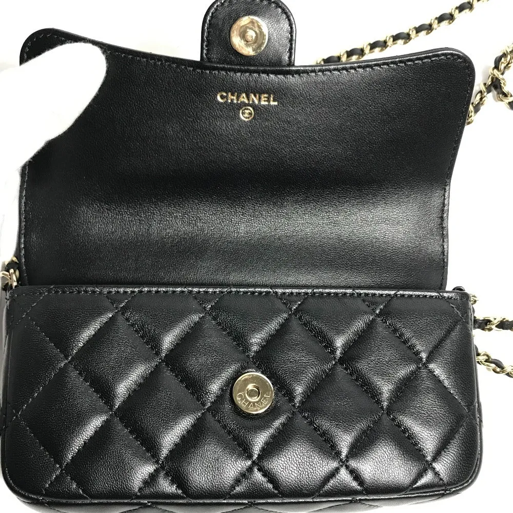 CHANEL Shoulder Bag AP2096 lambskin black COCO Mark Phone Case Wallet CC Matrasse Chain wallet
