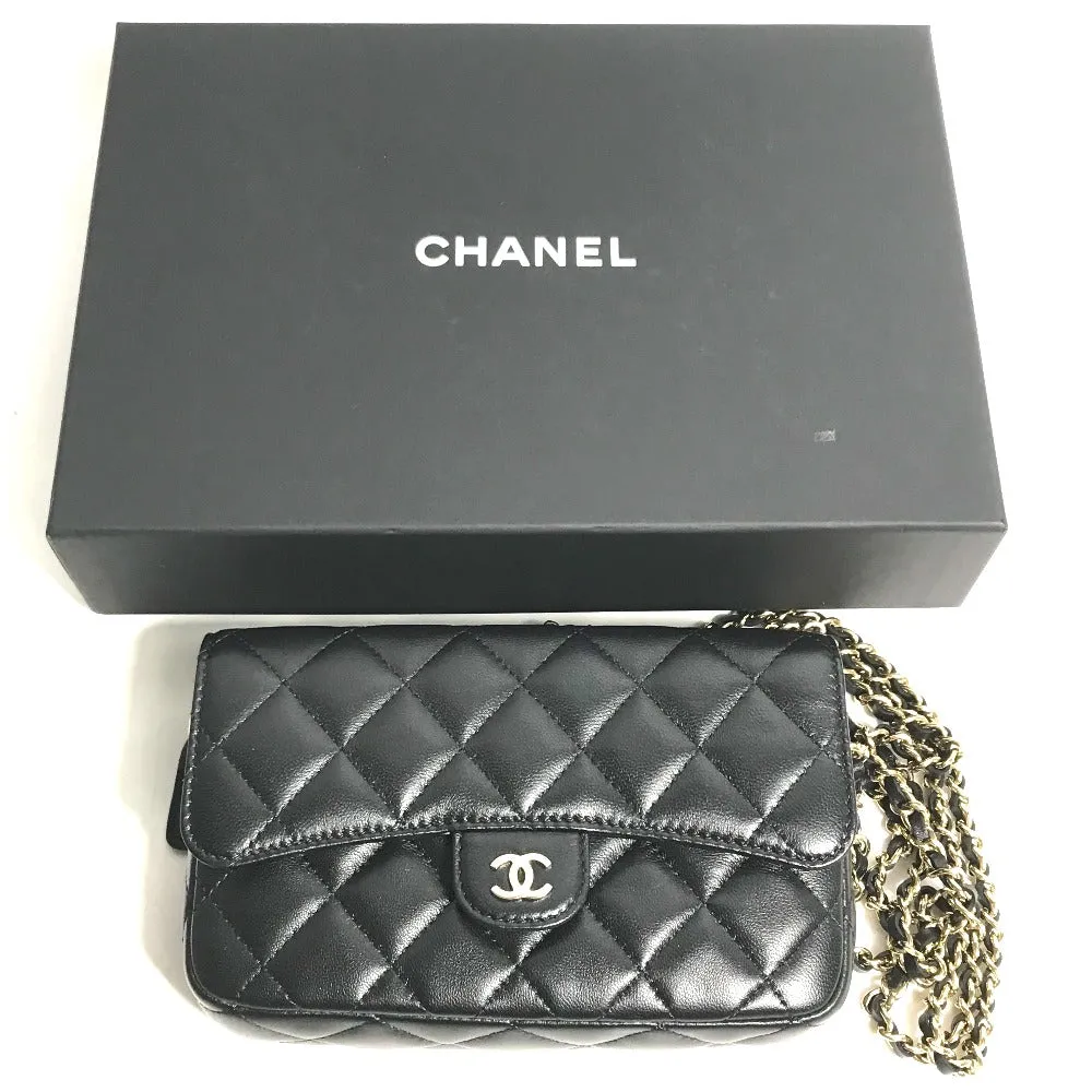 CHANEL Shoulder Bag AP2096 lambskin black COCO Mark Phone Case Wallet CC Matrasse Chain wallet